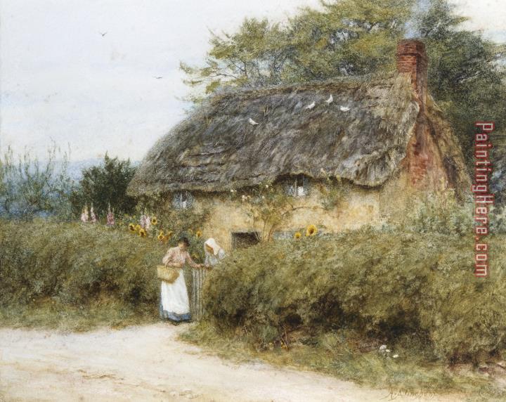 Helen Allingham A Thatched Cottage near Peaslake Surrey